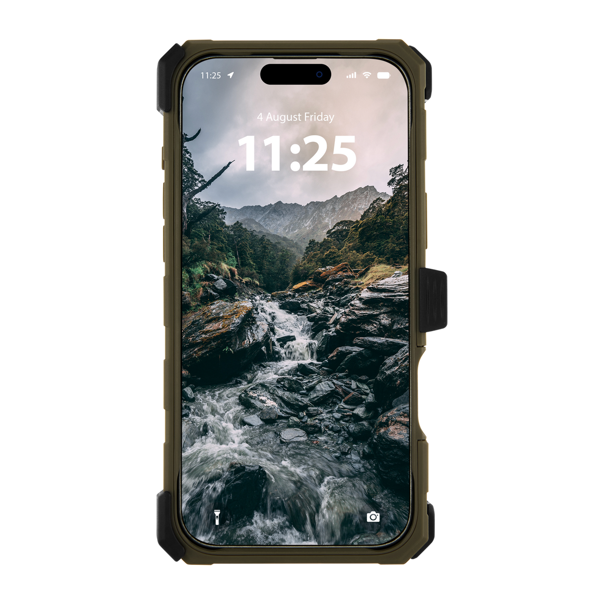 PELICAN SHIELD - Hunter Camo (OD Green) iPhone18 Pro/17 Pro/18 Pro Max/17 Pro Max用ケース MagSafe対応 カーボンファイバー調 ベルトクリップホルダー兼スタンド付き