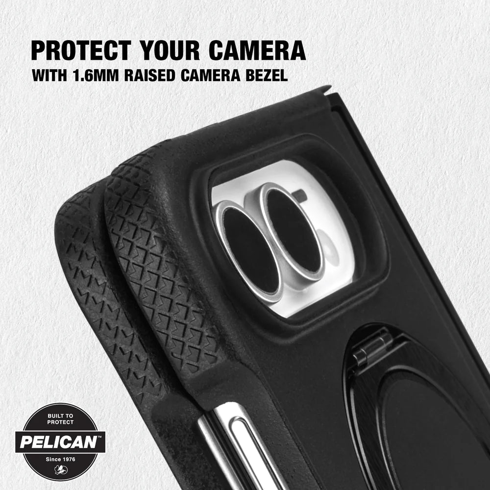 PELICAN PROTECTOR - Black iPhone Duo用ケース　MagSafe対応　360°回転スタンド付き　ブラック　[PP061196]