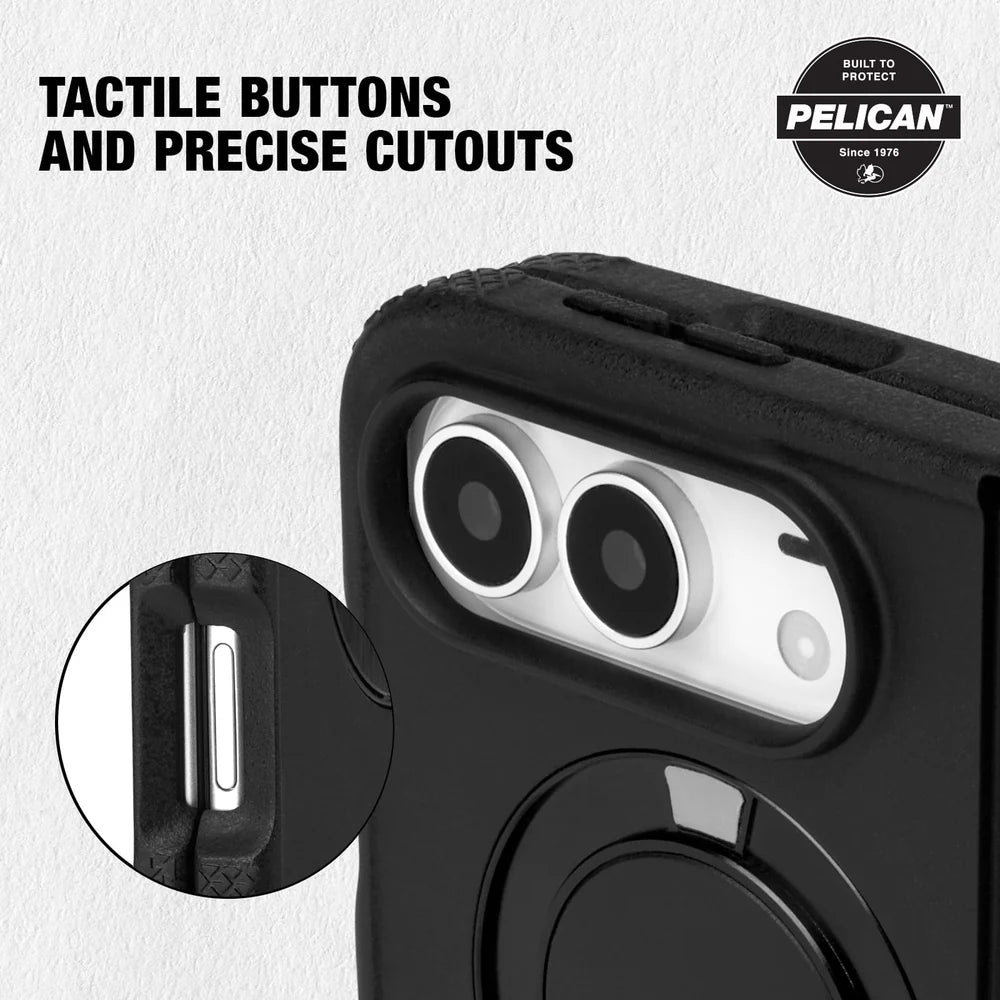 PELICAN PROTECTOR - Black iPhone Duo用ケース　MagSafe対応　360°回転スタンド付き　ブラック　[PP061196]