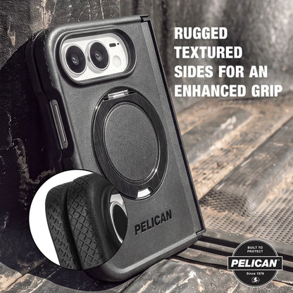 PELICAN PROTECTOR - Black iPhone Duo用ケース　MagSafe対応　360°回転スタンド付き　ブラック　[PP061196]