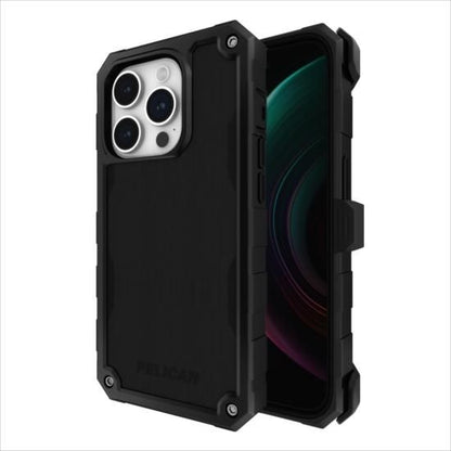 PELICAN SHIELD - Brushed Aluminum (Black)　iPhone15 Pro用ケース　ホルスター付き　MagSafe対応　ブラック