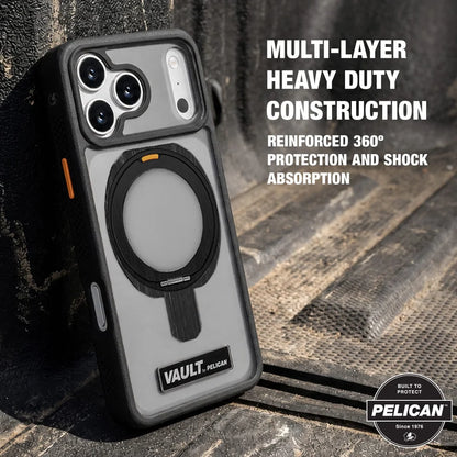 PELICAN VAULT - Smoke iPhone18 Pro/17 Pro/18 Pro Max/17 Pro Max用ケース　MagSafe対応　スモーク　360°回転スタンド付き