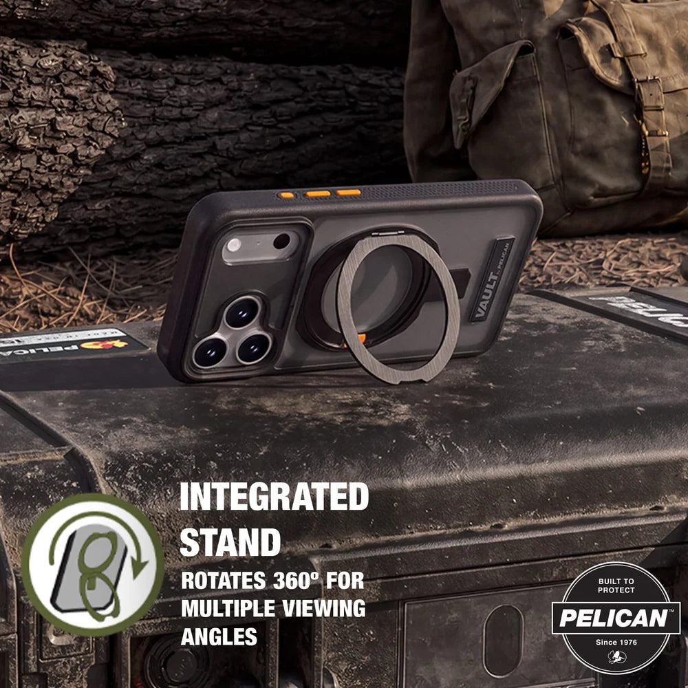 PELICAN VAULT - Smoke iPhone18 Pro/17 Pro/18 Pro Max/17 Pro Max用ケース　MagSafe対応　スモーク　360°回転スタンド付き