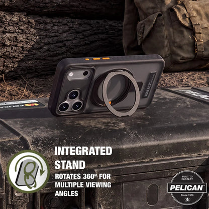 PELICAN VAULT - Smoke iPhone18 Pro/17 Pro/18 Pro Max/17 Pro Max用ケース　MagSafe対応　スモーク　360°回転スタンド付き