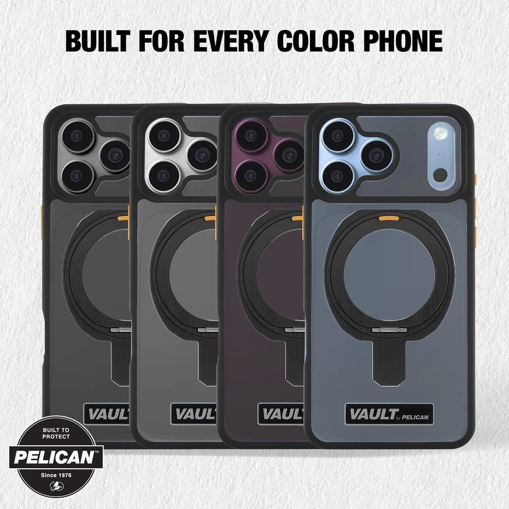 PELICAN VAULT - Smoke iPhone18 Pro/17 Pro/18 Pro Max/17 Pro Max用ケース　MagSafe対応　スモーク　360°回転スタンド付き