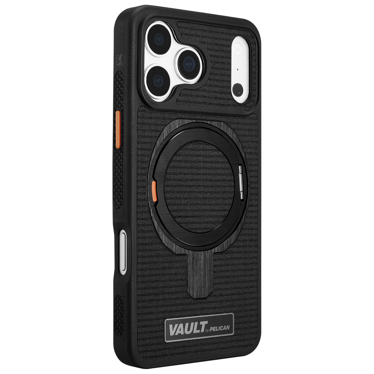 PELICAN VAULT - Black Rip Stop iPhone18 Pro Max/17 Pro Max用ケース　MagSafe対応　ブラックリップストップ　360°回転スタンド付き　[PP061082]