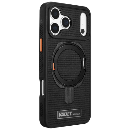 PELICAN VAULT - Black Rip Stop iPhone18 Pro Max/17 Pro Max用ケース　MagSafe対応　ブラックリップストップ　360°回転スタンド付き　[PP061082]