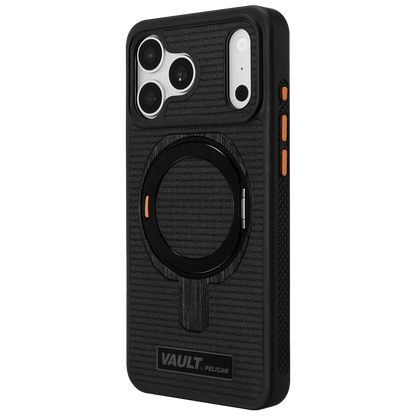 PELICAN VAULT - Black Rip Stop iPhone18 Pro Max/17 Pro Max用ケース　MagSafe対応　ブラックリップストップ　360°回転スタンド付き　[PP061082]