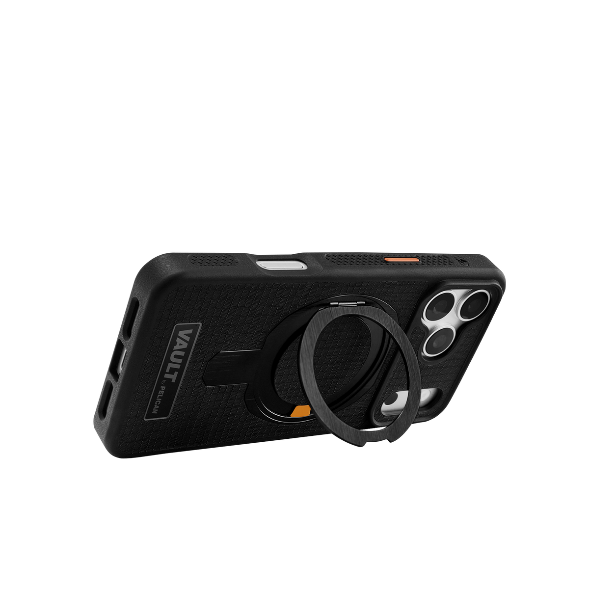 PELICAN VAULT - Black Rip Stop iPhone18 Pro Max/17 Pro Max用ケース　MagSafe対応　ブラックリップストップ　360°回転スタンド付き　[PP061082]