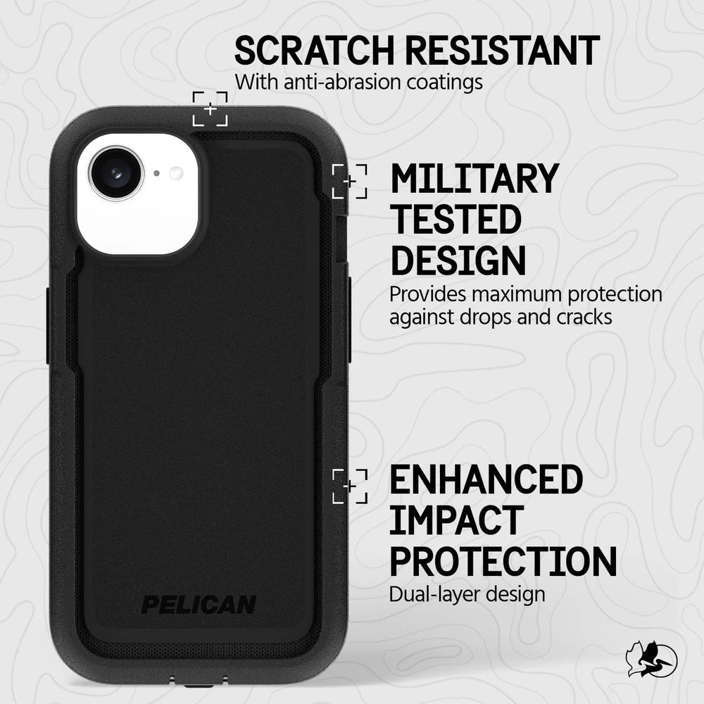 PELICAN VOYAGER - Black　iPhone17e/16e/15/14/13用ケース　ホルダー兼スタンド付き　MagSafe対応　ブラック [PP056582]