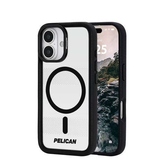 PELICAN PROTECTOR - Clear　iPhone17/17 Pro/17 Pro Max用ケース　スタンド付き　MagSafe対応　クリア