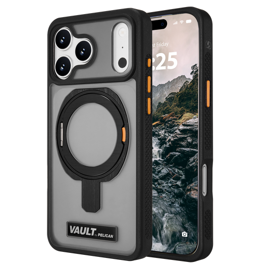 PELICAN VAULT - Smoke iPhone18 Pro/17 Pro/18 Pro Max/17 Pro Max用ケース　MagSafe対応　スモーク　360°回転スタンド付き
